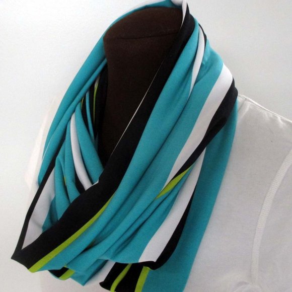 BRAND NEW LYCRA KNIT INFINITY SCARF TURQUOISE - Picture 1 of 4